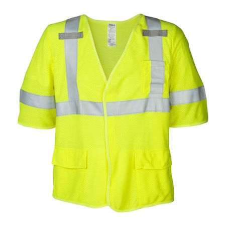 Flame-Resistant Safety Vest Class 3  W/ Radio Clips (Lime/3X-Large)